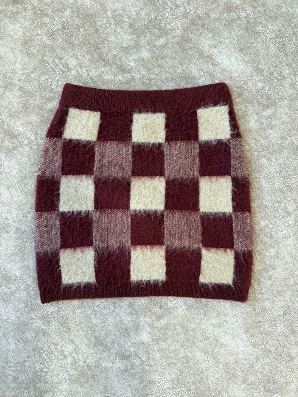 Sage The‎ Label Fuzzy Checkered Knit Mini Skirt Size S